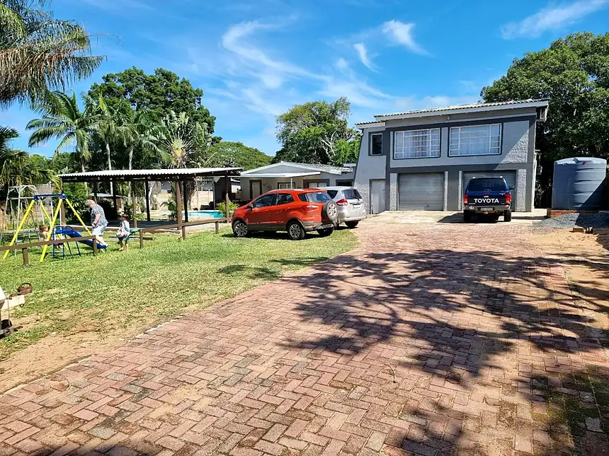 The driveway and carports