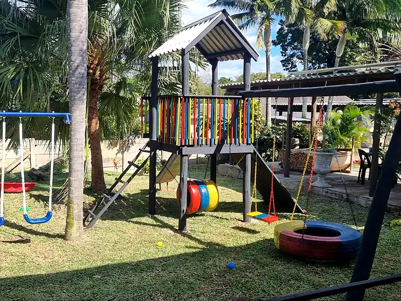 Swings, slide and climbing frame
